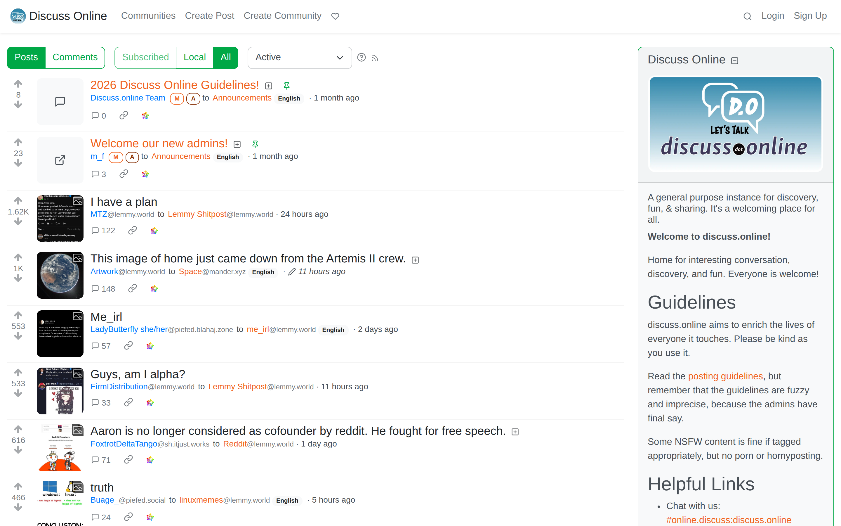 Discuss.online lightweight centralized Reddit alternative