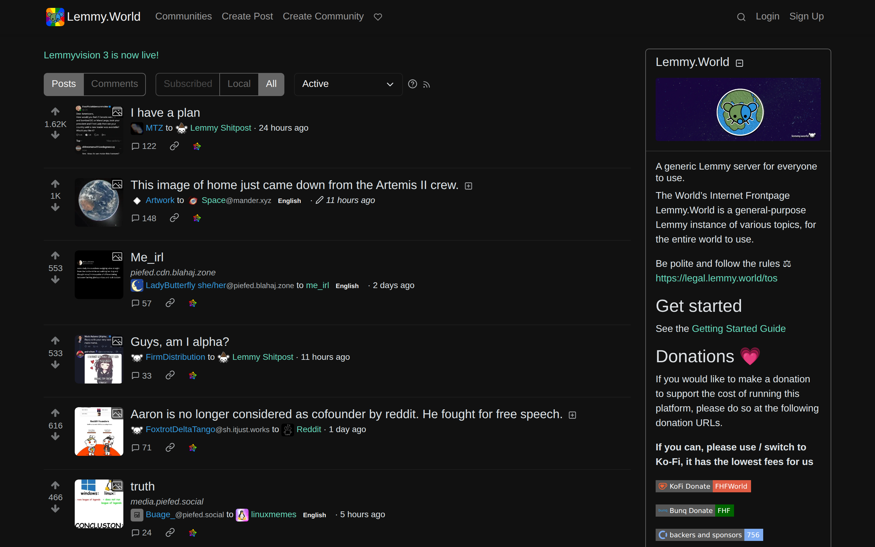 Lemmy.world federated Reddit alternative running on ActivityPub