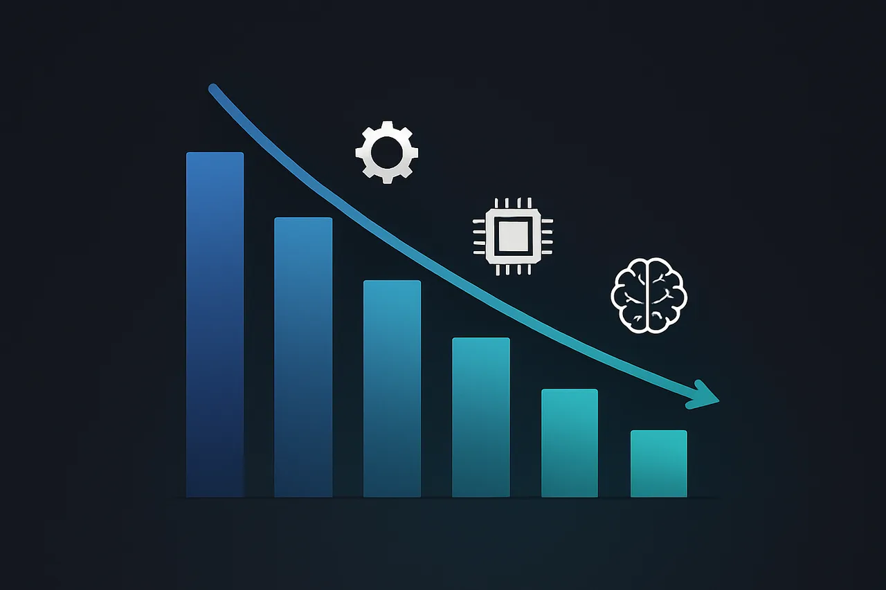 Visual representation of data removal service costs declining 40% from 2024 to 2026 due to automation improvements