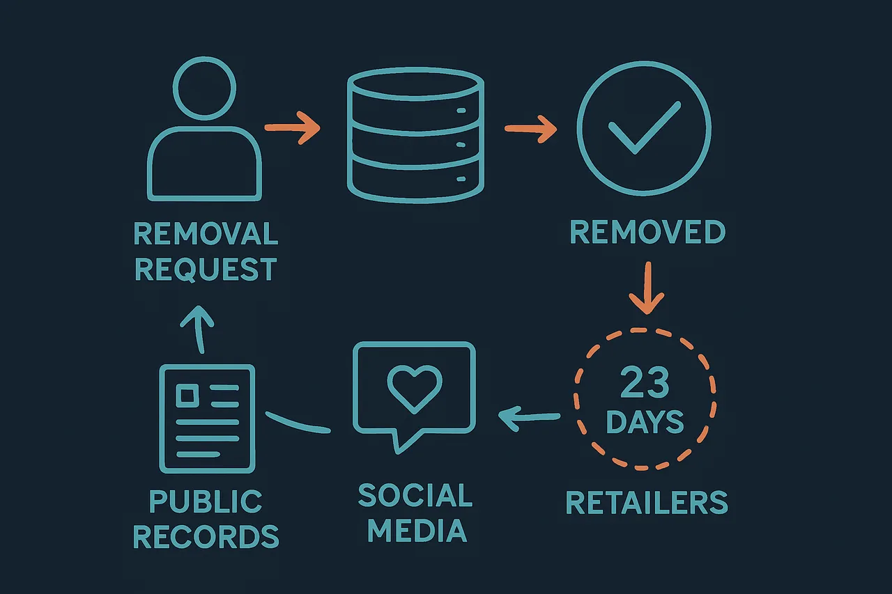 Diagram illustrating the endless cycle of data removal and re-listing by brokers