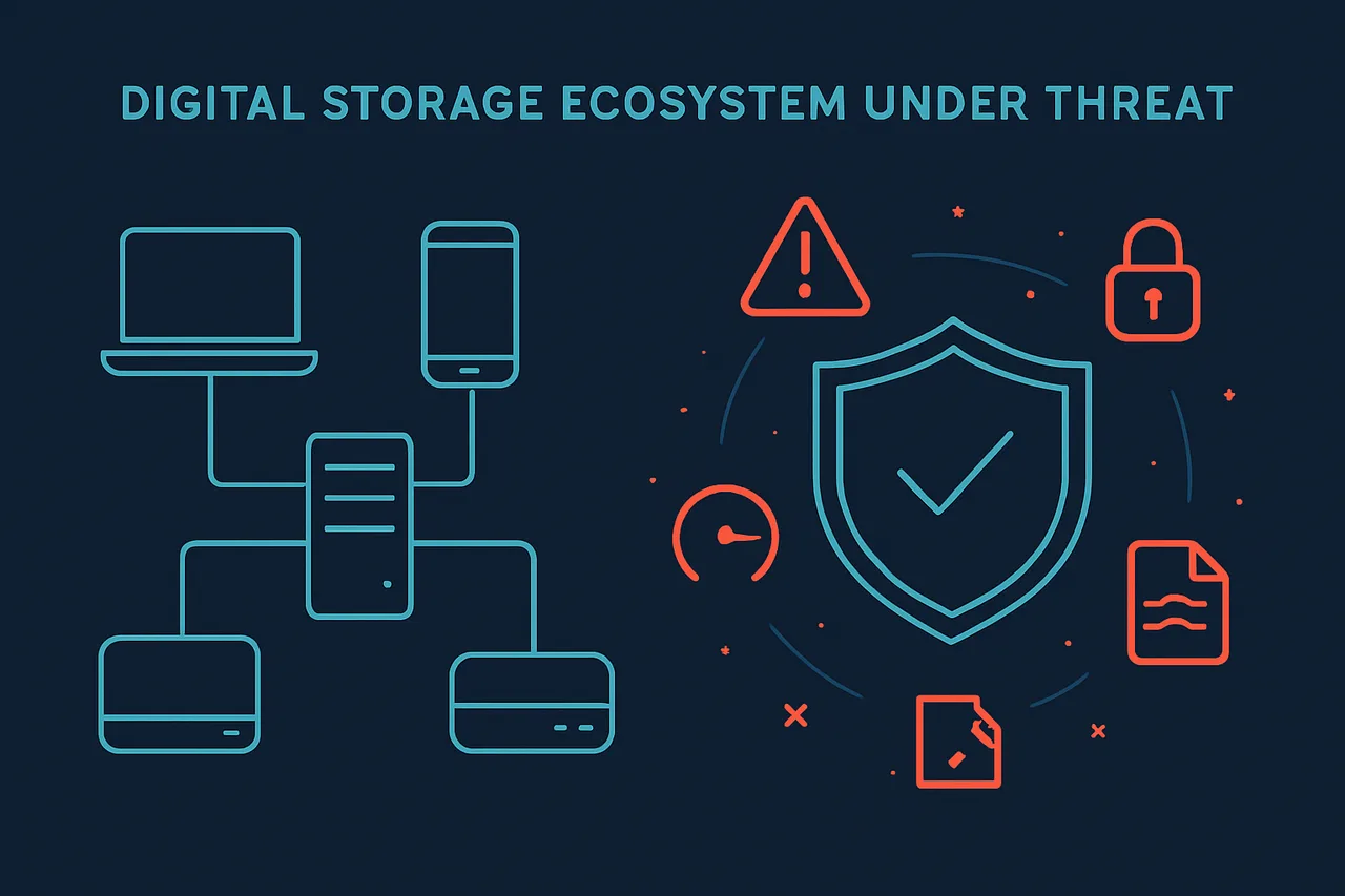 Conceptual diagram showing unprotected vs protected video library management systems