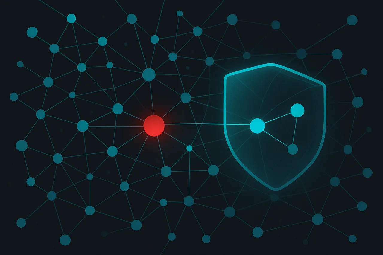 Network swarm diagram showing IP exposure risk in torrent connections