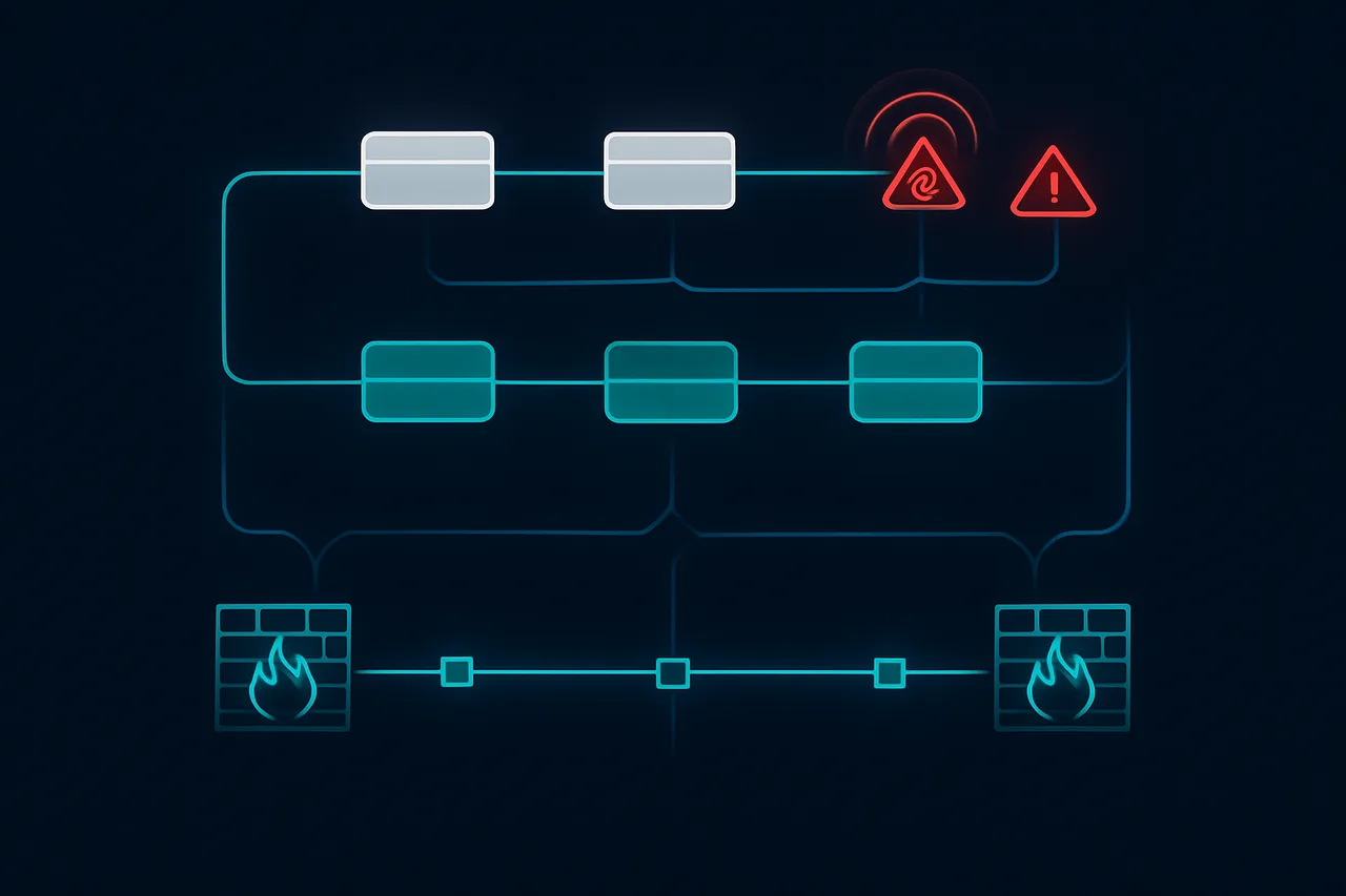 Network diagram showing how VPN obfuscation disguises encrypted traffic as regular web browsing to bypass detection systems