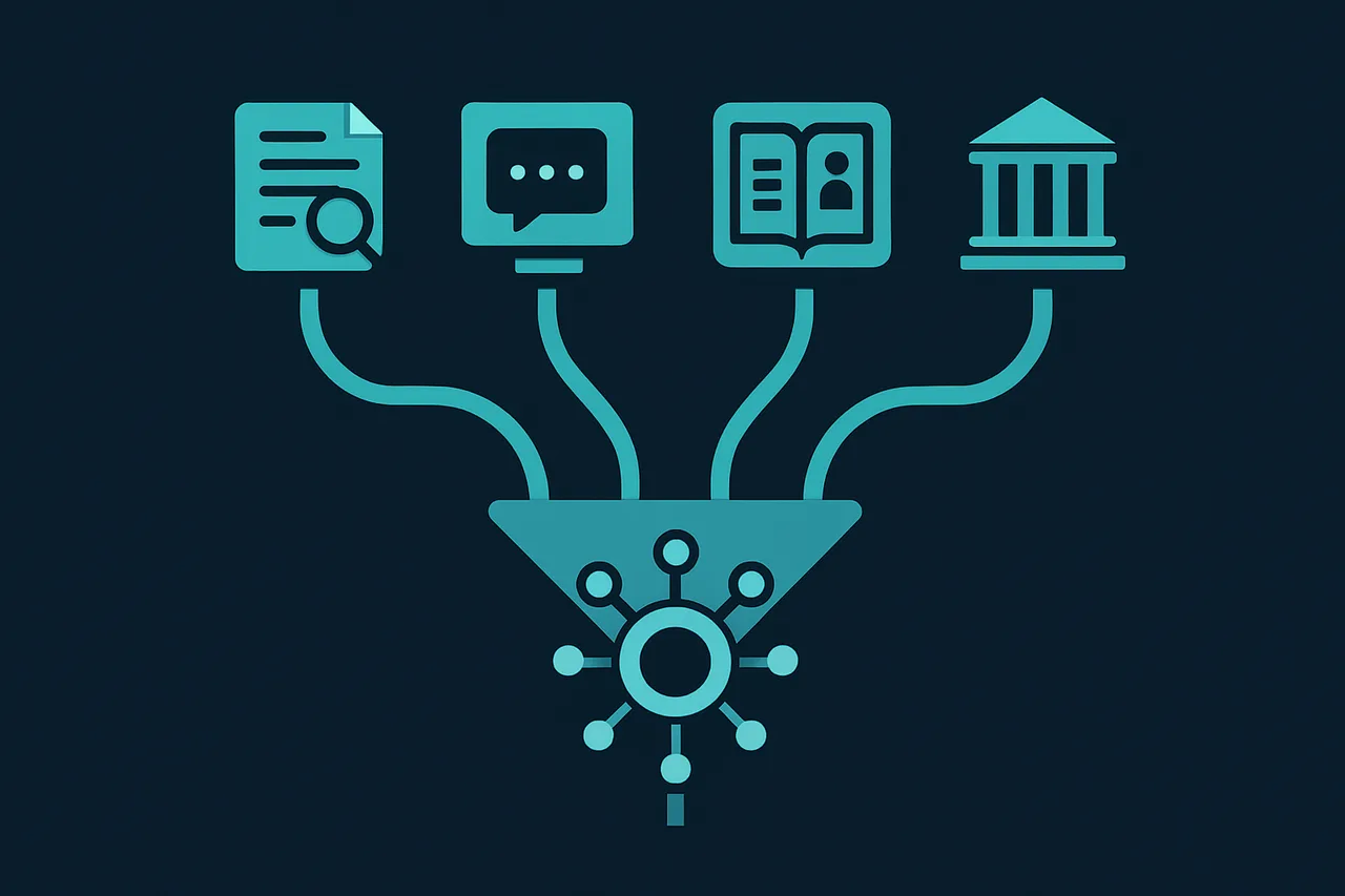 Data sources flowing into a centralized data broker hub