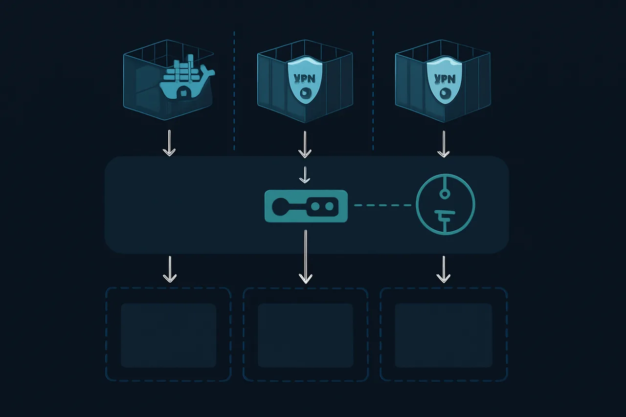 Three-tier architecture diagram of VPN implementation methods for NAS systems