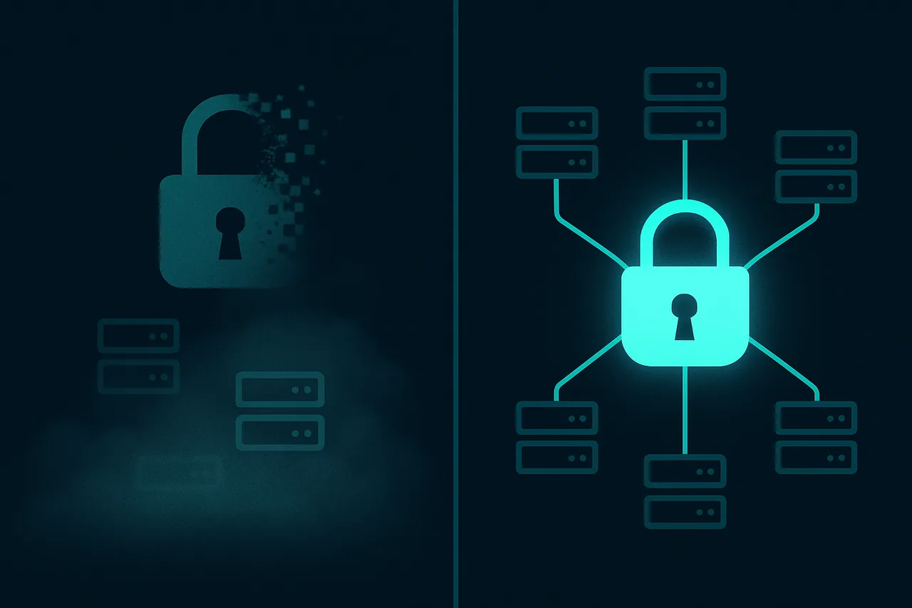 Visual comparison of free VPN limitations versus paid VPN security benefits