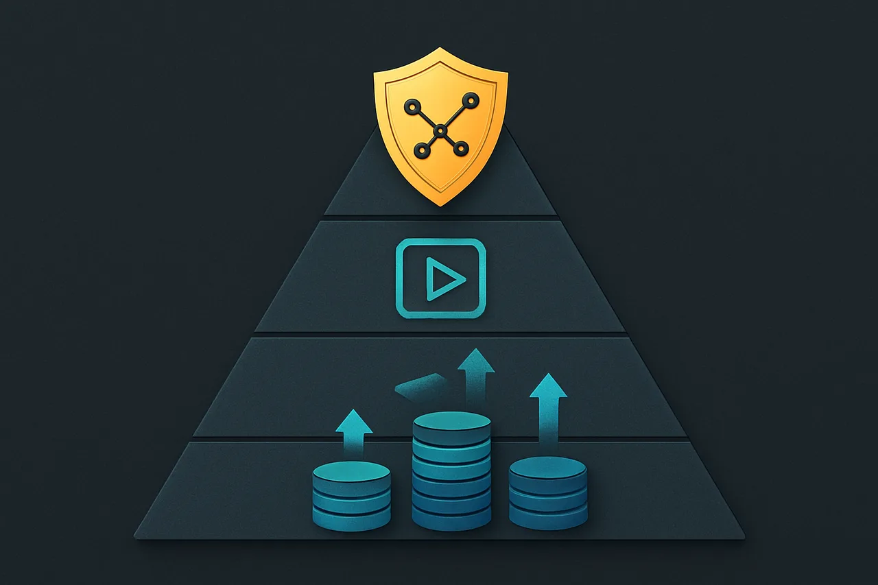 Cost-to-benefit analysis pyramid showing monthly VPN subscription value