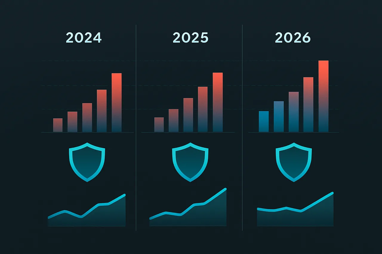 Timeline showing escalation of torrenting threats and ISP enforcement from 2024-2026