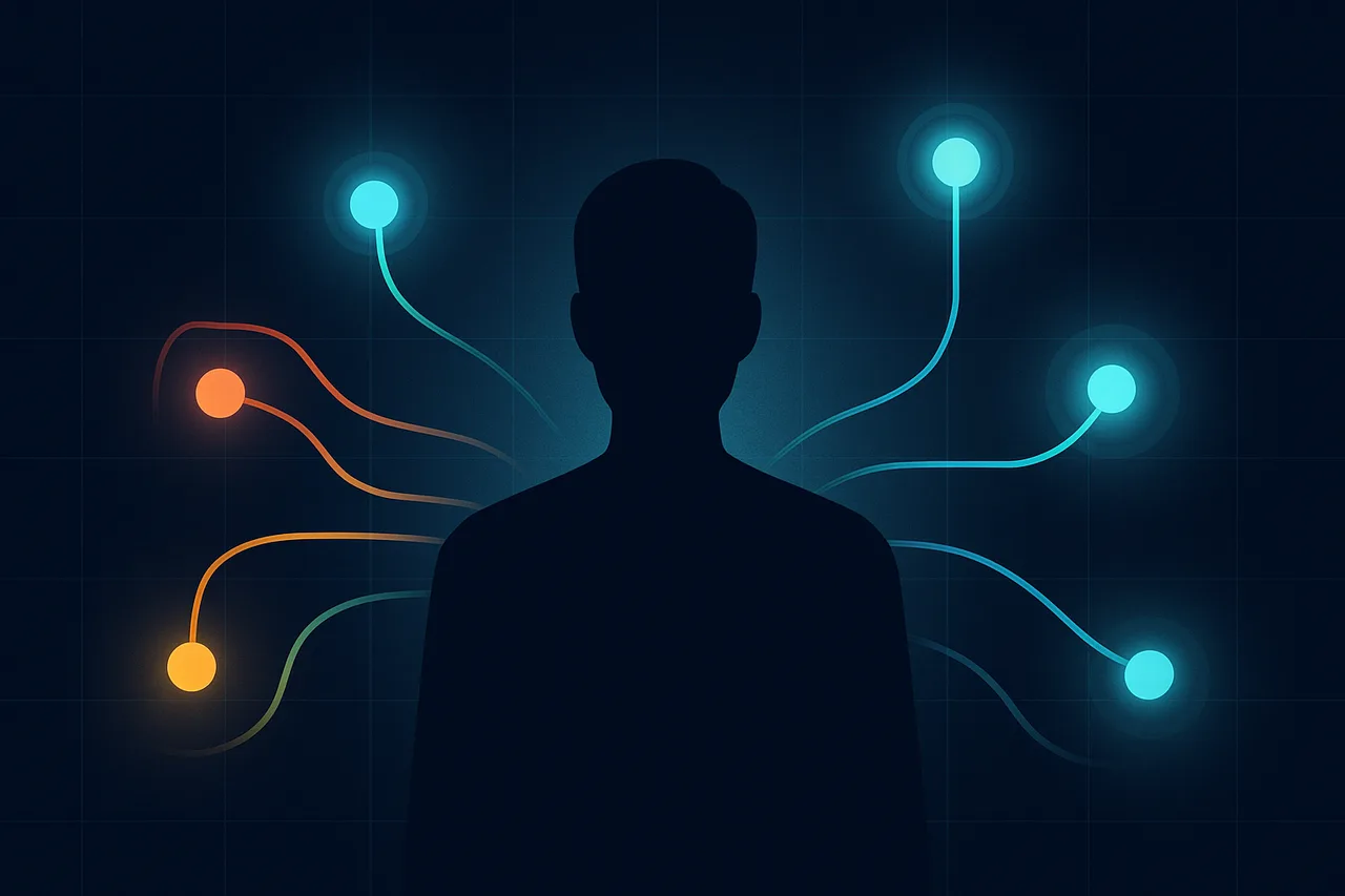 Digital breadcrumb trail showing how streamer data leaks across multiple platforms and databases