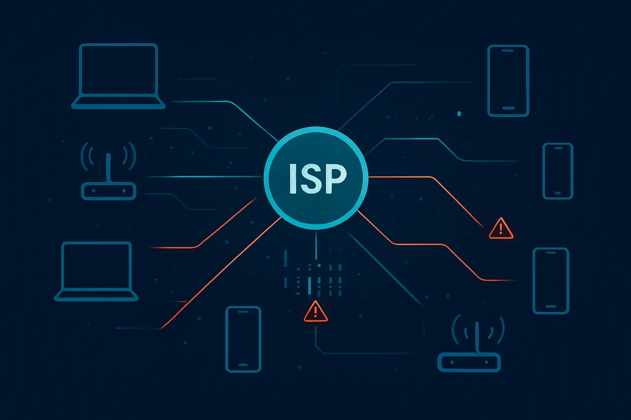 ISP network monitoring visualization showing how internet providers detect and track torrenting activity