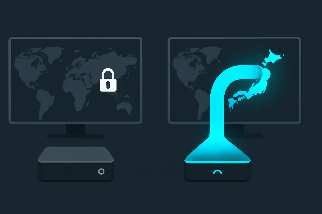 Illustration of how VPN connections bypass geo-blocking to access region-restricted content