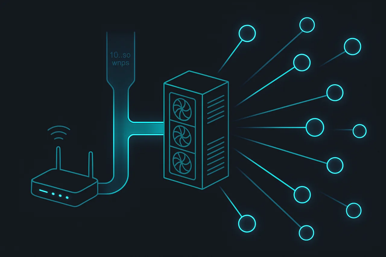 Architecture diagram showing how seedbox bandwidth infrastructure enables faster uploads than home connections