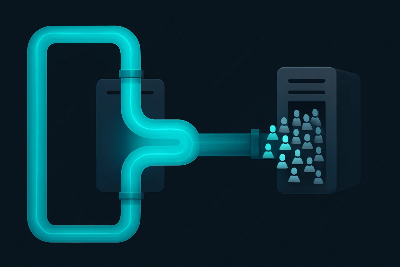 Server congestion diagram comparing light vs heavy VPN server load